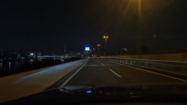 Tokio Metropolita Expressway Samochód Jazdy Night View Japonia Shutoko Highway — Wideo stockowe