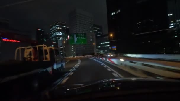 Tokyo Metropolitan Otoyolu Gece Manzaralı Japon Otoyolu — Stok video