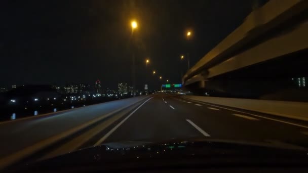 Tokio Metropolita Expressway Samochód Jazdy Night View Japonia Shutoko Highway — Wideo stockowe