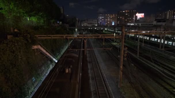 Tokyo Ueno Railway View Vista Nocturna 2022 Julio — Vídeos de Stock