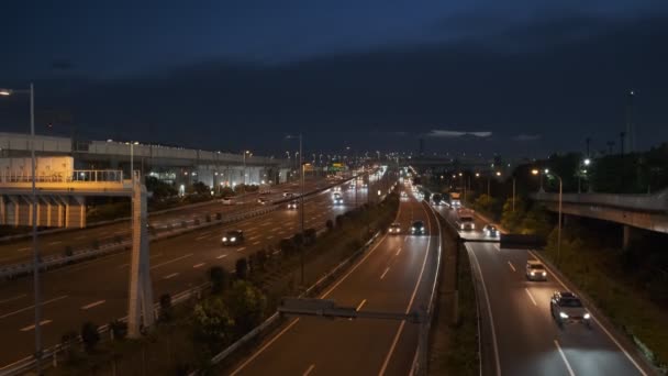 Tokyo Night Metropolitan Expressway Gulf Line Bayshore 2022 — Stok video