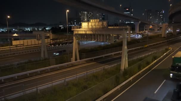 Tokyo Night Metropolitan Expressway Gulf Line Bayshore 2022 — Stok video