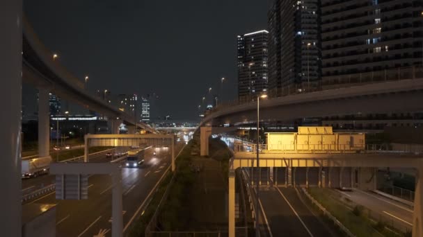 Tokyo Night Metropolitan Expressway Gulf Line Bayshore 2022 — Stok video