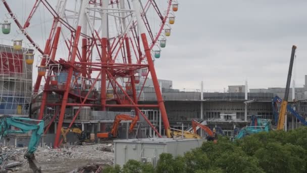 Tokyo Odaiba Palette Town Dismantling 2022 Venus Fort — Stock Video