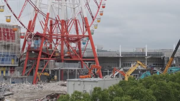 Tokyo Odaiba Palette Town Dismantling 2022 Venus Fort — Stockvideo