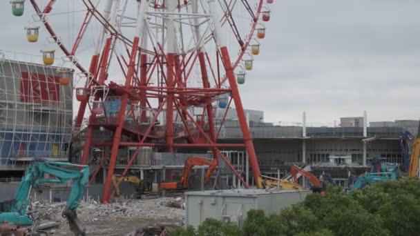 Tokyo Odaiba Palette Town Dismantling 2022 Venus Fort — Stock video