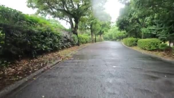 Tokyo Kiba Park Rain Cycling 2022 — Vídeo de stock