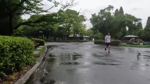 Tokyo Kiba Park Rain Cycling 2022 — Video Stock