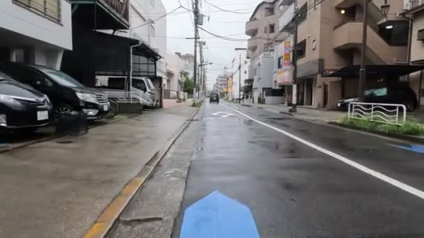 Tokyo Residential Areas Rain Cycling 2022 — Stock Video