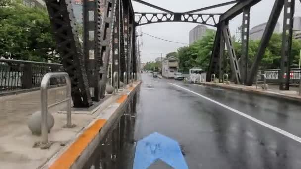Tokyo Obytné Oblasti Déšť Cyklistika 2022 — Stock video
