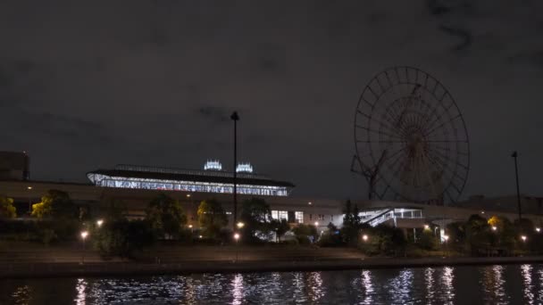 Tokyo Odaiba Ferris Wheel Dismantling Night View Setembro 2022 — Vídeo de Stock