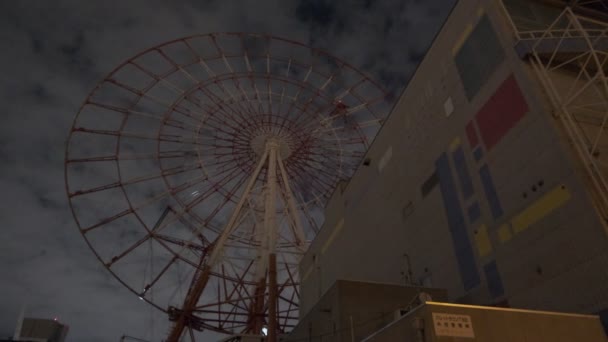 Tokyo Odaiba Ferris Wheel Dismantling Night View Setembro 2022 — Vídeo de Stock