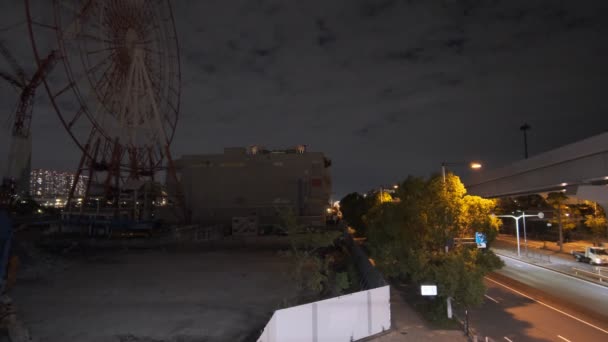 Токийское Колесо Обозрения Odaiba Демонтирует Night View Сентябрь 2022 — стоковое видео