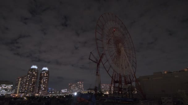Tokio Odaiba Ruské Kolo Demontáž Noční Pohled Září 2022 — Stock video