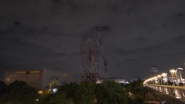 Tokyo Odaiba Ruota Panoramica Smantellamento Vista Notturna Settembre 2022 — Video Stock
