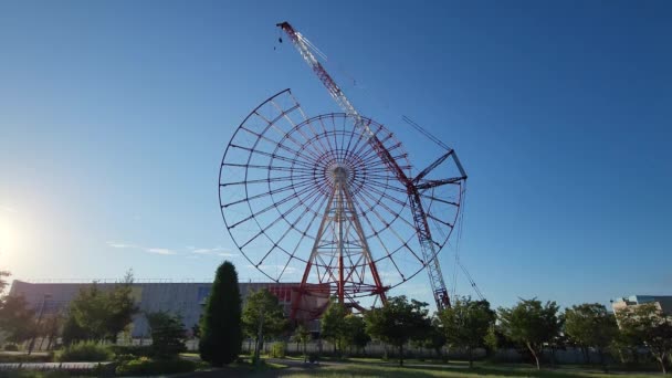 Τόκιο Odaiba Αποσυναρμολόγηση Τροχών Ferris Σεπτέμβριος 2022 — Αρχείο Βίντεο