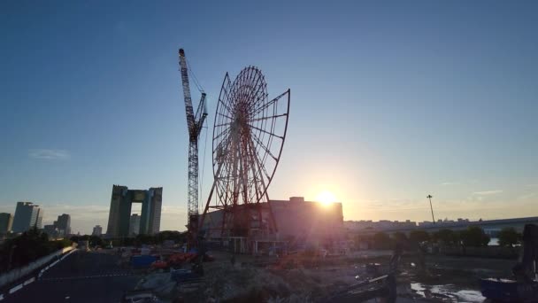 Tokyo Odaiba Ferris Wheel Dismantling September 2022 — Stock Video