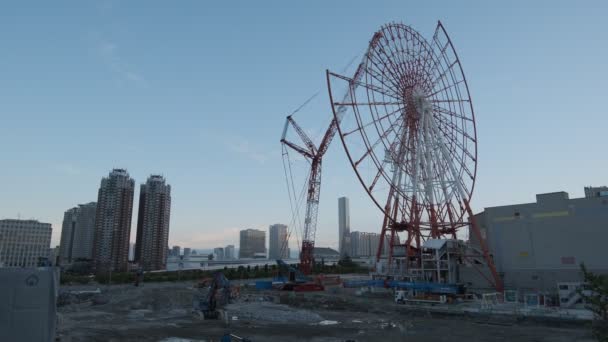 Tokio Odaiba Ferris Rueda Desmontaje Septiembre 2022 — Vídeos de Stock