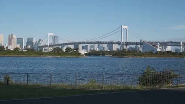 Tokyo Odaiba Seaside Park Ранним Утром 2022 Года — стоковое видео