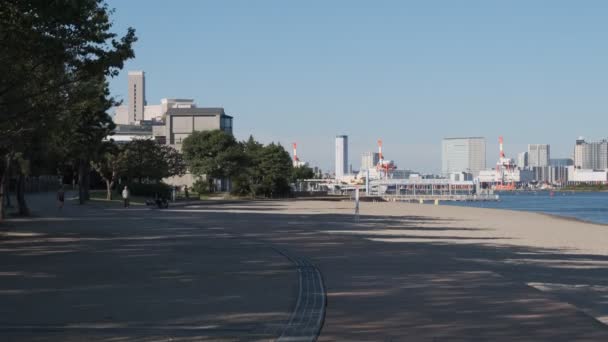 Tokyo Odaiba Seaside Park Brzy Ráno 2022 — Stock video