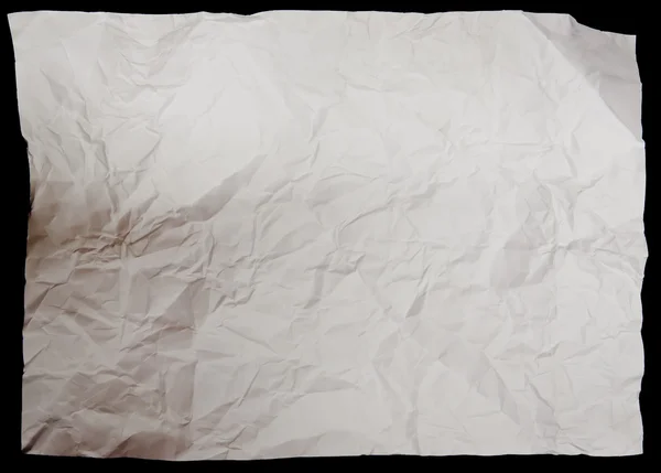 White crumpled paper on black background texture — Stock Photo, Image