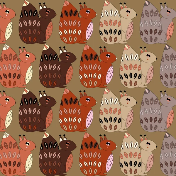 Vzor Malovanou Barevnou Veverkou Lze Použít Tapety Textilie Obaly Karty — Stock fotografie