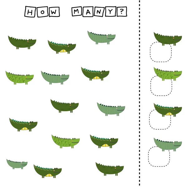 Πόσες Καταμέτρηση Παιχνίδι Αστεία Κροκόδειλους Φύλλο Εργασίας Για Παιδιά Προσχολικής — Φωτογραφία Αρχείου