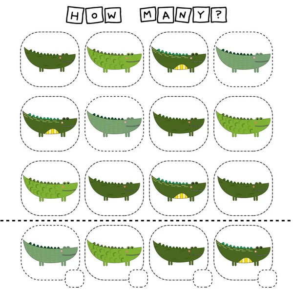 How Many Counting Game Funny Crocodiles Worksheet Preschool Kids Kids — Stock Photo, Image