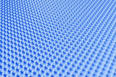 Mavi tümseklerin üç boyutlu çizimi. Tek renkli arka planda bir dizi sivilce, desen. Geometrik arkaplan