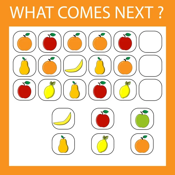 Oktatási Tevékenység Gyermekek Számára Hogy Logikus Gyümölcsöt Almát Narancsot Banánt — Stock Fotó