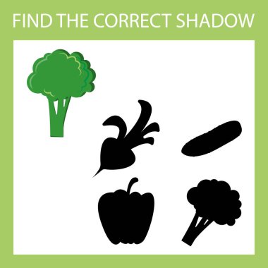 Gölgeli bir brokoli buhar odası bul. Sebzeleri doğru gölgelerle eşleştir Okul öncesi çalışma tablosu, çocuk aktiviteleri çalışma tablosu, yazdırılabilir çalışma tablosu