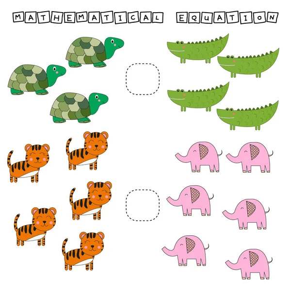 开展儿童活动 比较哪些乌龟 鳄鱼更多 儿童逻辑游戏 数学不平等 — 图库照片