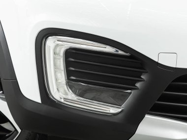Novosibirsk, Rusya - 01 Temmuz 2021: Renault Kaptur, tampondaki sis ışıklarının yakın çekimi