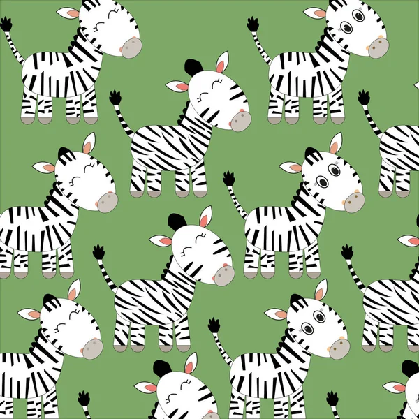 Padrão Zebras Fundo Verde Animais Giros — Fotografia de Stock