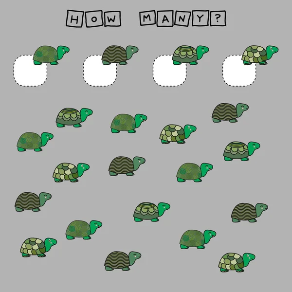 Räkna Spel För Förskolebarn Räkna Hur Många Sköldpaddor — Stockfoto
