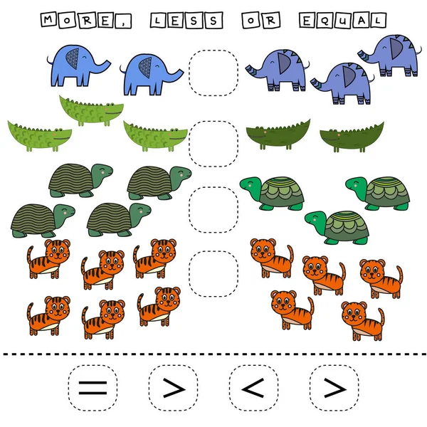 재미있는 코끼리 호랑이 악어들 게임이죠 유치원 아이들을 아이들의 액티비티 — 스톡 사진