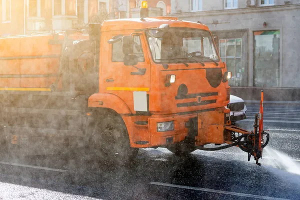 Moscow Russia Ekim 2021 Çamuru Temizlemek Için Kullanılan Makine Yolda — Stok fotoğraf
