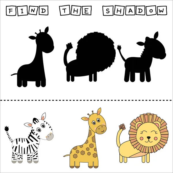 Worksheet Vector Design Task Finf Shadow Lion Zebra Giraffe Logic — Stock Photo, Image