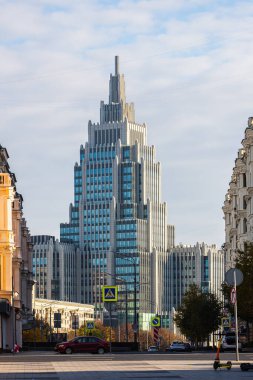 MOSCOW, RUSSIA - 13 Ekim 2021: Moskova 'nın merkezindeki iş merkezi cephaneliğinin genel görünümü.