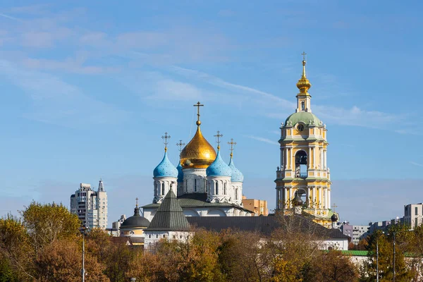 Moskova Rusya Ekim 2021 Novospassky Manastırı Gökyüzüne Karşı Altın Mavisi — Stok fotoğraf