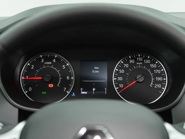 Novosibirsk Russia July 2021 Renault Arkana Black Car Speedometer Close — Stock Photo, Image