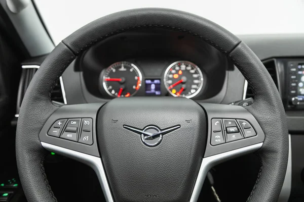 Novosibirsk Russia October 2021 Uaz Patriot Car Interior Steering Wheel — Stock Photo, Image