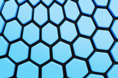 3D çizim mavi desenli, çizgilerden geometrik süslemeli hücre. Soyut geometrik arkaplan, doku 