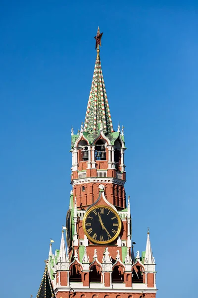 Спасская Башня Кремля Осенним Утром Красной Площади Москве — стоковое фото