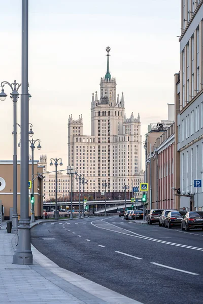 Moscow Russia October 2021 Close High Rise Building Kotelnicheskaya Embankment — Stock Photo, Image