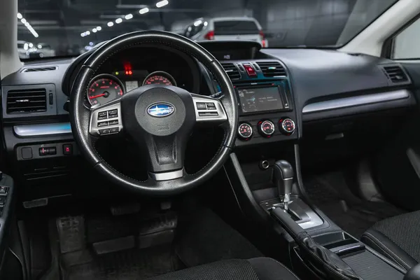 Novosibirsk Rusko Září 2021 Subaru Detailní Záběr Palubní Desky Přehrávač — Stock fotografie