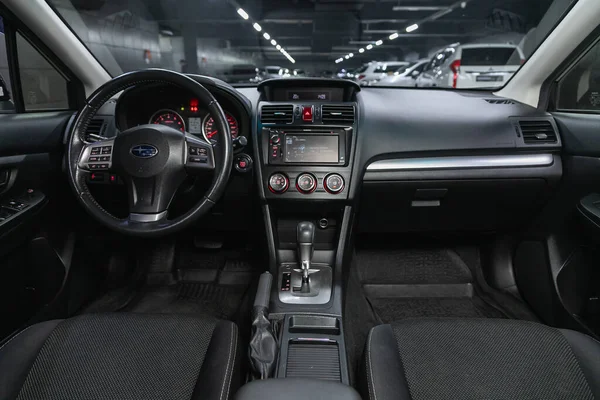 Nowosybirsk Rosja Września 2021 Subaru Zbliżenie Deski Rozdzielczej Gracz Kierownica — Zdjęcie stockowe