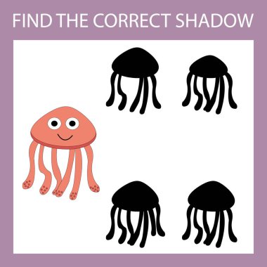 Çocuklar için gelişen aktiviteler, denizanaları arasında benzer bir çift bulmak. Çocuklar için mantık oyunu