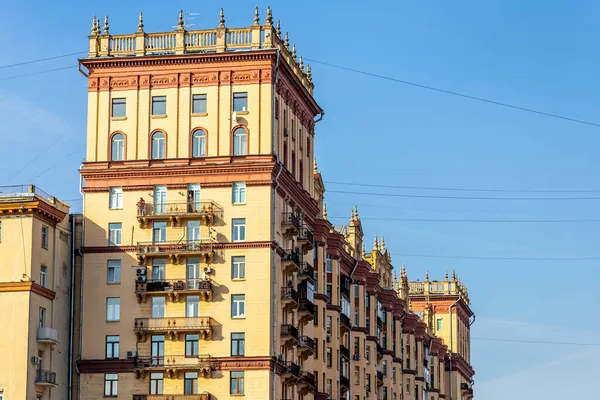 Moscow Russia October 2021 Faade Classic Stone Building Stucco Column — Stock Photo, Image