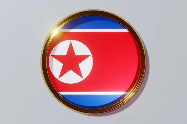 丸い窓の形で北朝鮮の国旗 円の形をした旗 カントリーアイコン — ストック写真